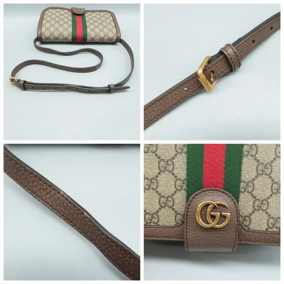100% Authentic GUCCI Ophidia Brown Canvas Shoulder Bag - Picture 7 of 12